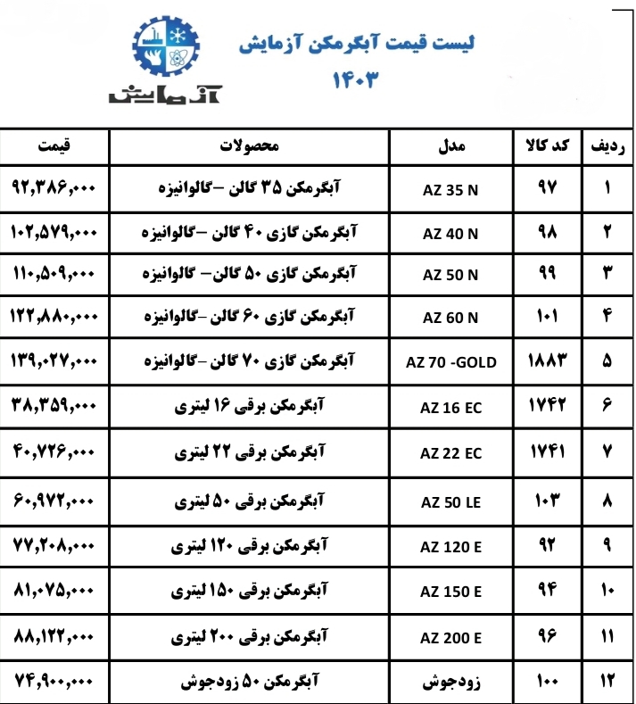 نمایندگی آبگرمکن آزمایش شیراز